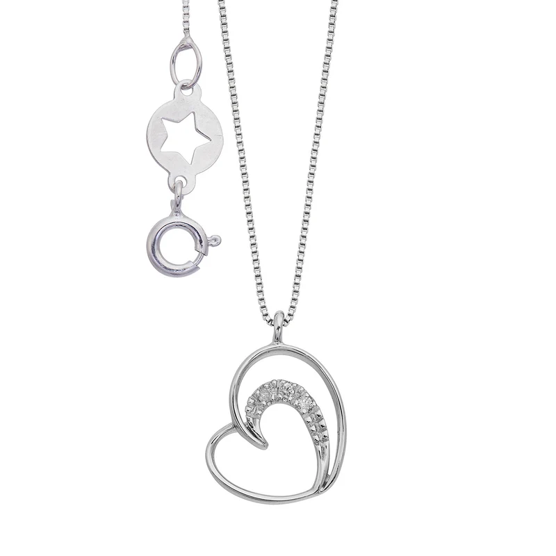 Comete Collana in Oro bianco 750‰ e Diamanti doppio cuore GLB1648