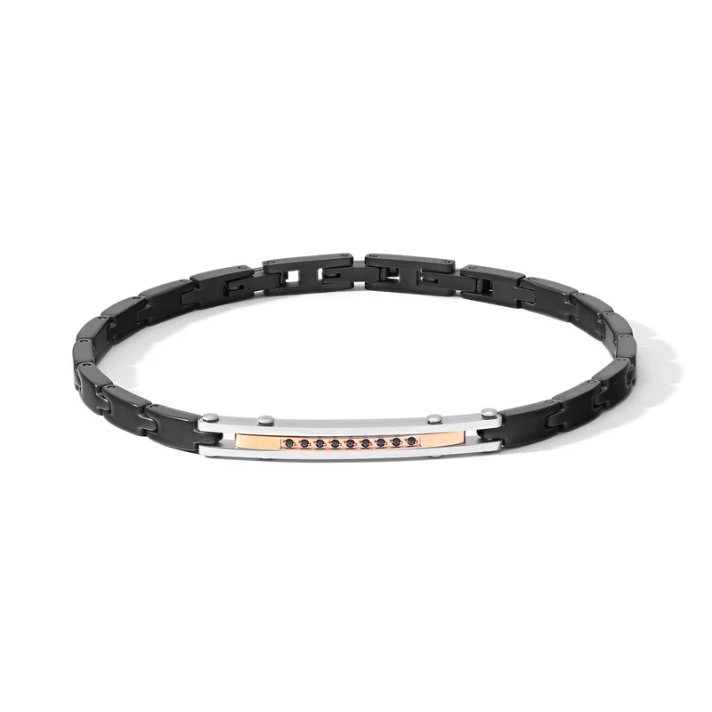 Comete Bracciale Acciaio pvd nero, rosè, zirconi neri UBR1187
