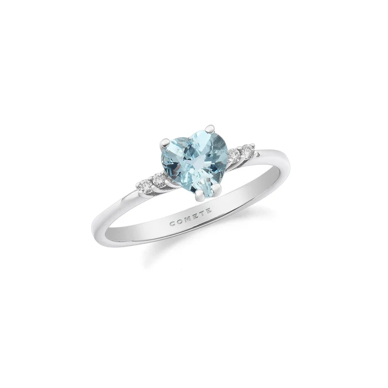 Comete Anello in Oro 750‰, Diamanti e Acquamarina cuore ANQ341