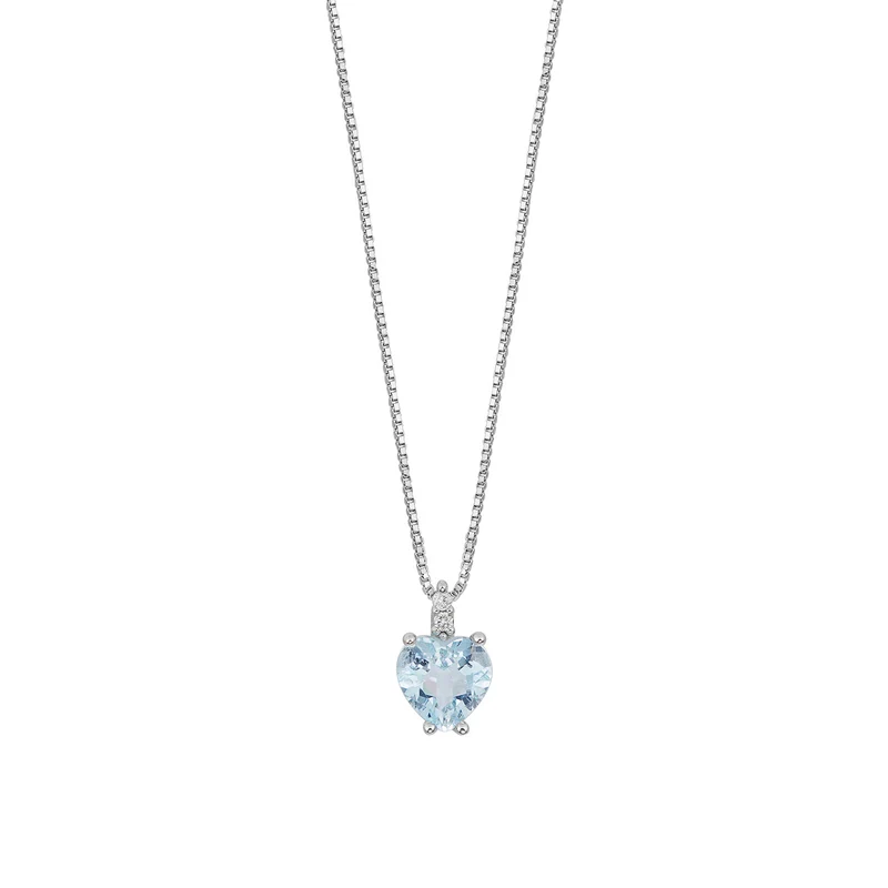 Comete Collana in Oro 750‰, Diamanti e Acquamarina cuore GLQ306