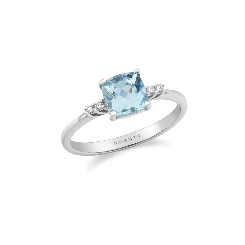 Comete Anello Oro 750‰ Diamanti e Acquamarina taglio antico ANQ342