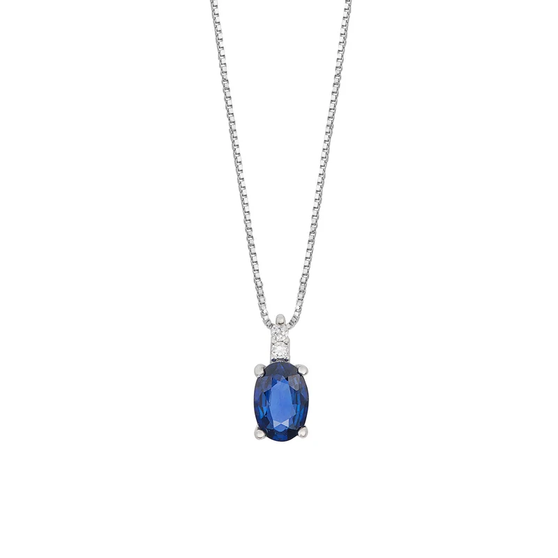Comete Collana Oro e Diamanti bianchi, Zaffiro blu ovale GLB1656