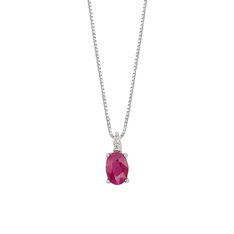 Comete Collana Oro e Diamanti bianchi, Rubino ovale GLB1657