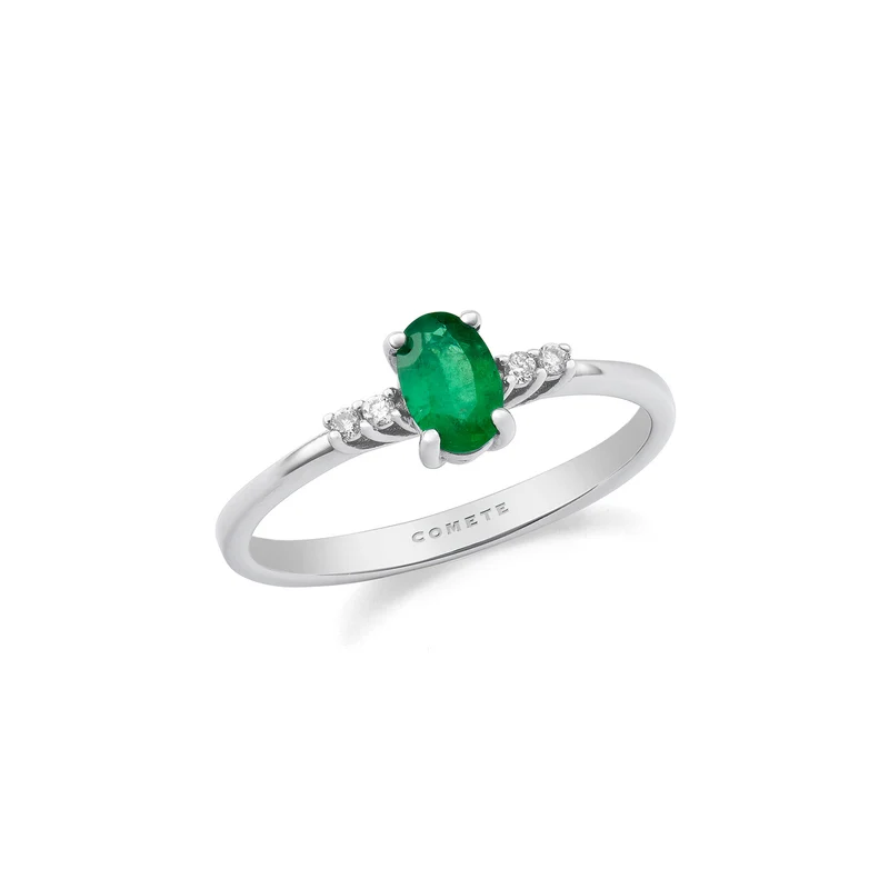 Comete Anello Oro e Diamanti bianchi, Smeraldo ovale ANB2688S3