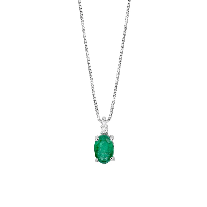 Comete Collana Oro e Diamanti bianchi, Smeraldo ovale GLB1658S3