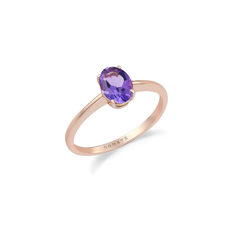 Comete Anello in Oro rosa 750‰ e Ametista ovale ANB2697