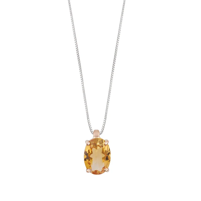 Comete Girocollo in Oro rosa 750‰ e Citrino ovale GLB1669