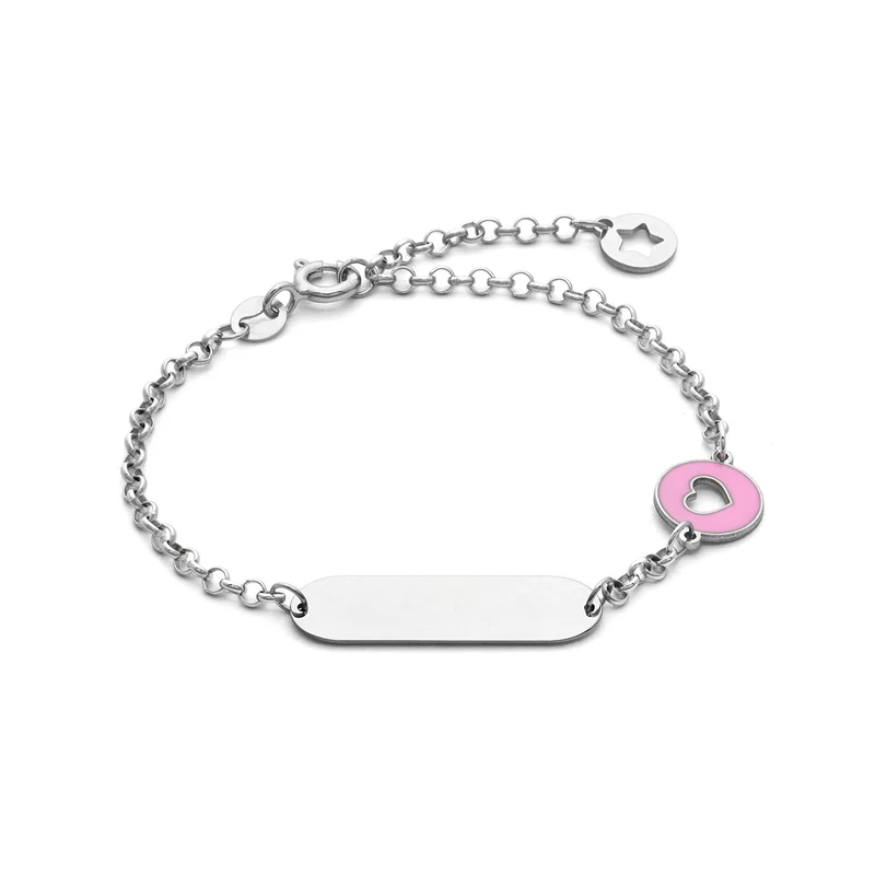 Comete Bracciale in Argento con Cuore Rosa BRA256