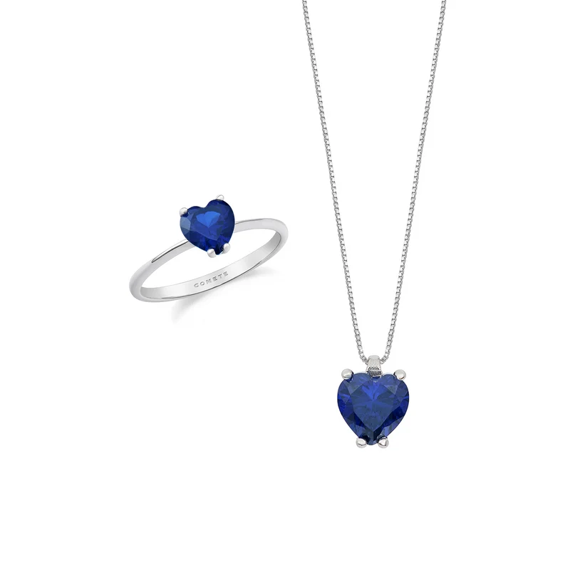Comete Collana e anello in Oro 750‰ e Zaffiro blu cuore KIT16592689
