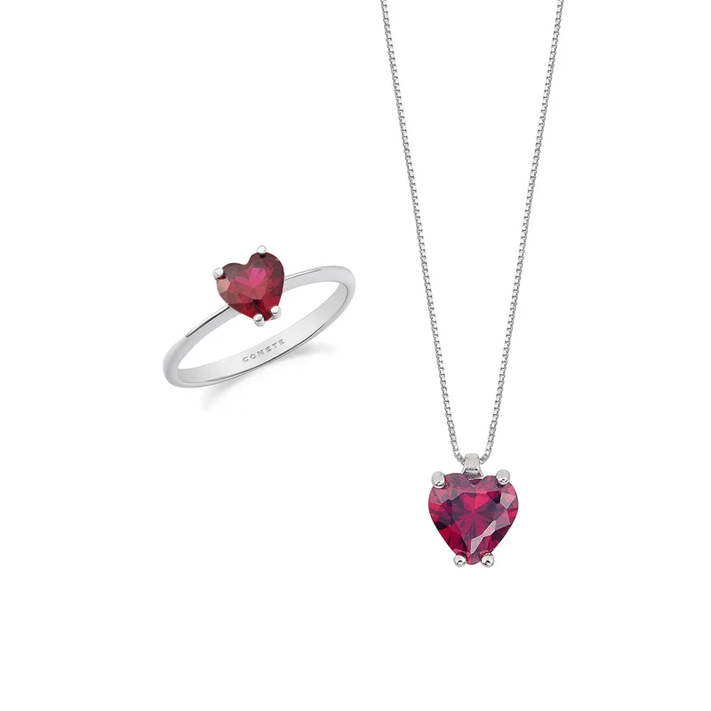 Comete Collana e anello in Oro 750‰ e Rubino cuore KIT16602690