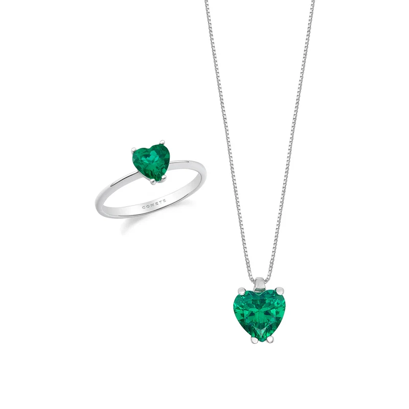 Comete Collana e anello in Oro 750‰ e Smeraldo cuore KIT16612691