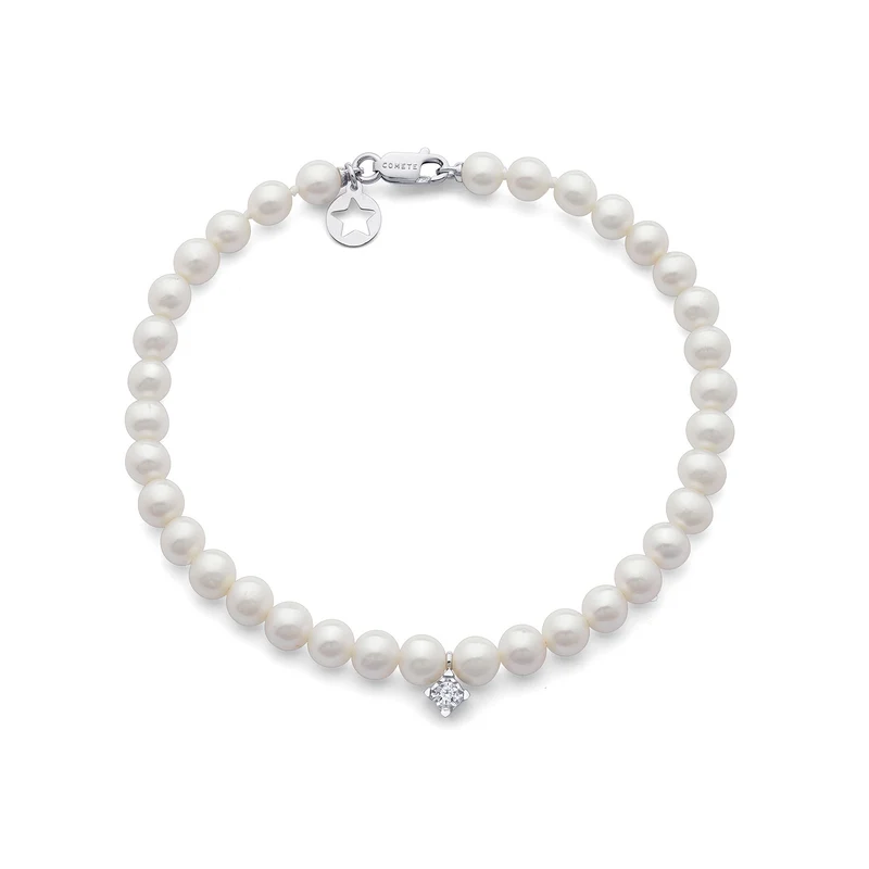 Comete Bracciale in Oro e Perle con Diamante bianco BRQ368