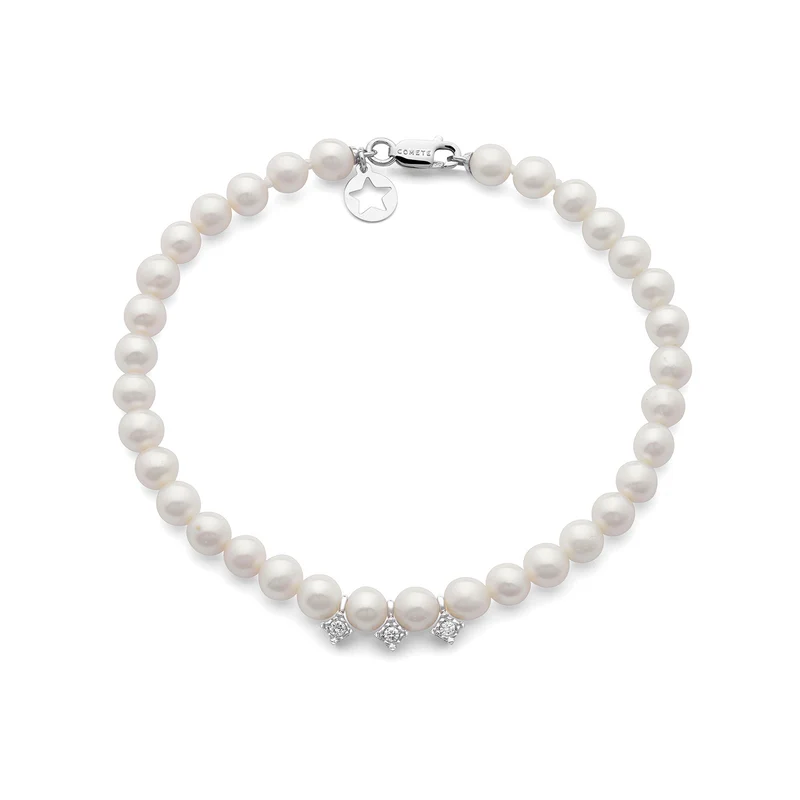 Comete Bracciale in Oro e Perle con Diamanti bianchi BRQ369