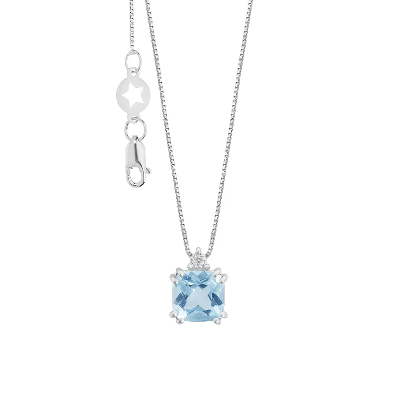 Comete Collana Aquamarina taglio Antico in Oro e Diamanti bianchi GLQ314