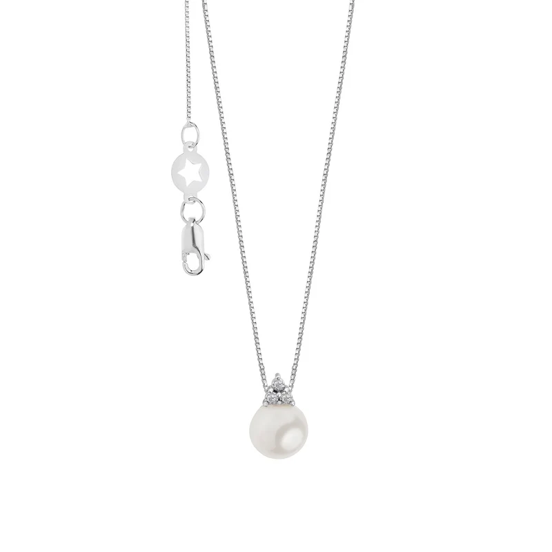 Comete Collana Perla in Oro 750 ‰ e Diamanti GLP632