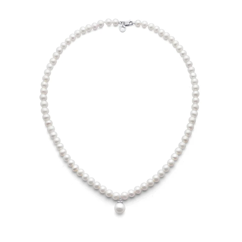 Comete Girocollo Filo Perle in Oro 750 ‰ e Diamanti FWQ376