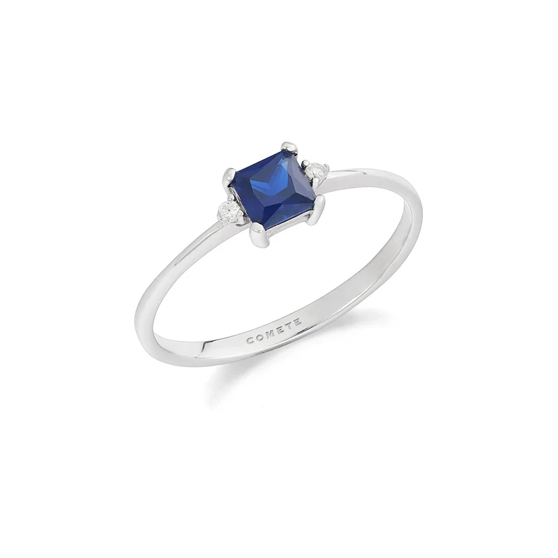 Comete Anello in Oro bianco Diamanti e Zaffiro blu ANB2706