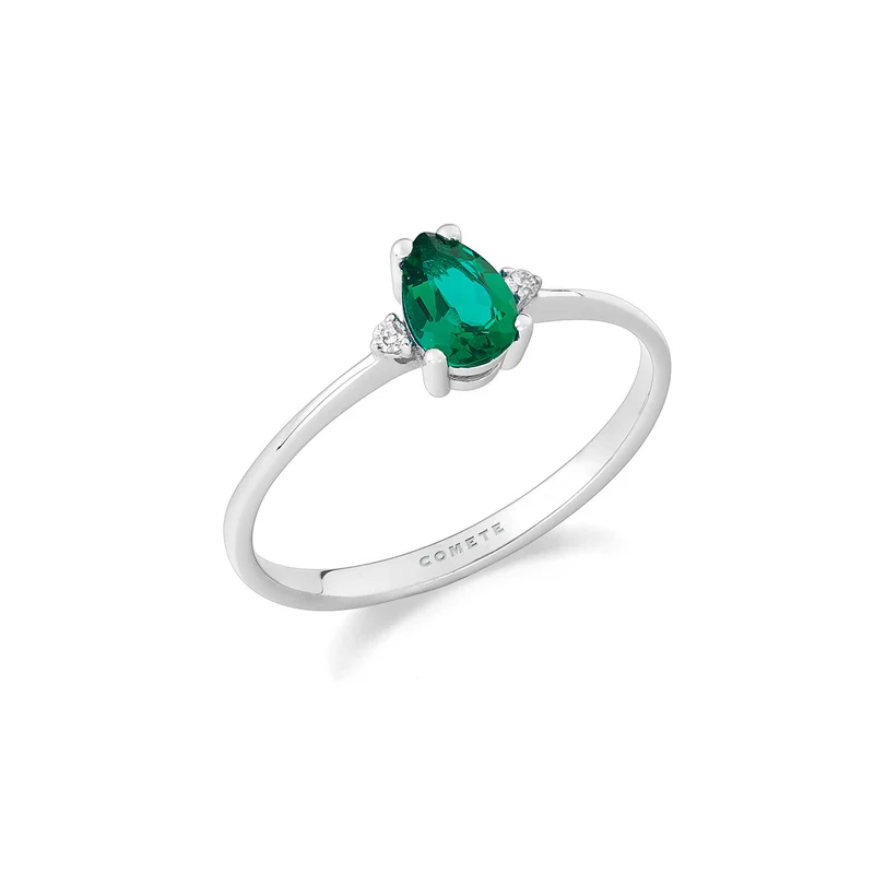 Comete Anello in Oro 750 ‰, Diamanti e Smeraldo goccia ANB2711