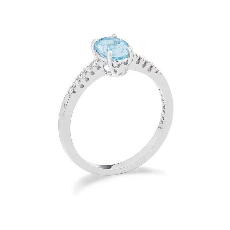 Comete Anello Acquamarina ovale in Oro e Diamanti ANQ352