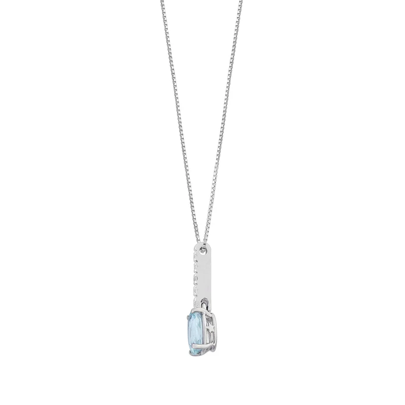 Comete Collana Acquamarina ovale in Oro e Diamanti GLQ317