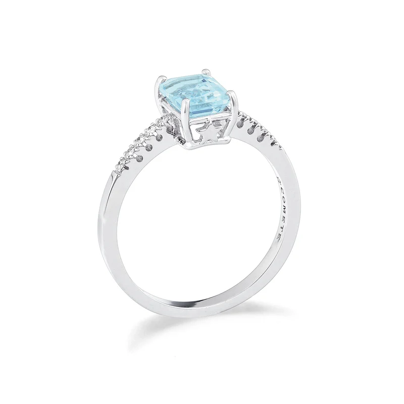 Comete Anello Acquamarina ottagonale in Oro e Diamanti ANQ353