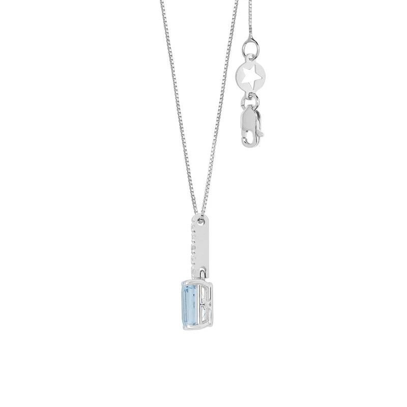Comete Collana Acquamarina ottagonale in Oro e Diamanti GLQ318