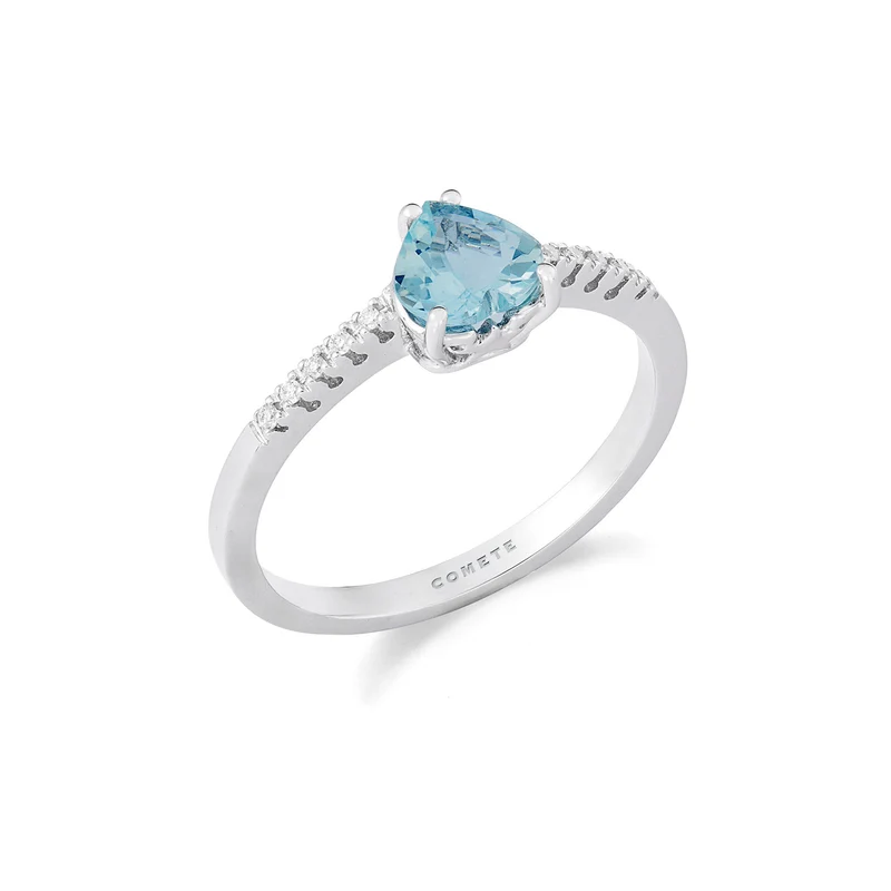 Comete Anello Acquamarina cuore in Oro e Diamanti bianchi ANQ354
