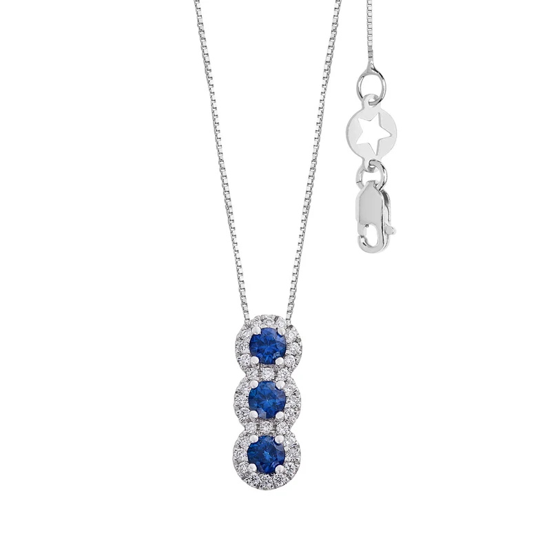 Comete Collana Trilogy con Zaffiri in Oro e Diamanti bianchi GLB1694