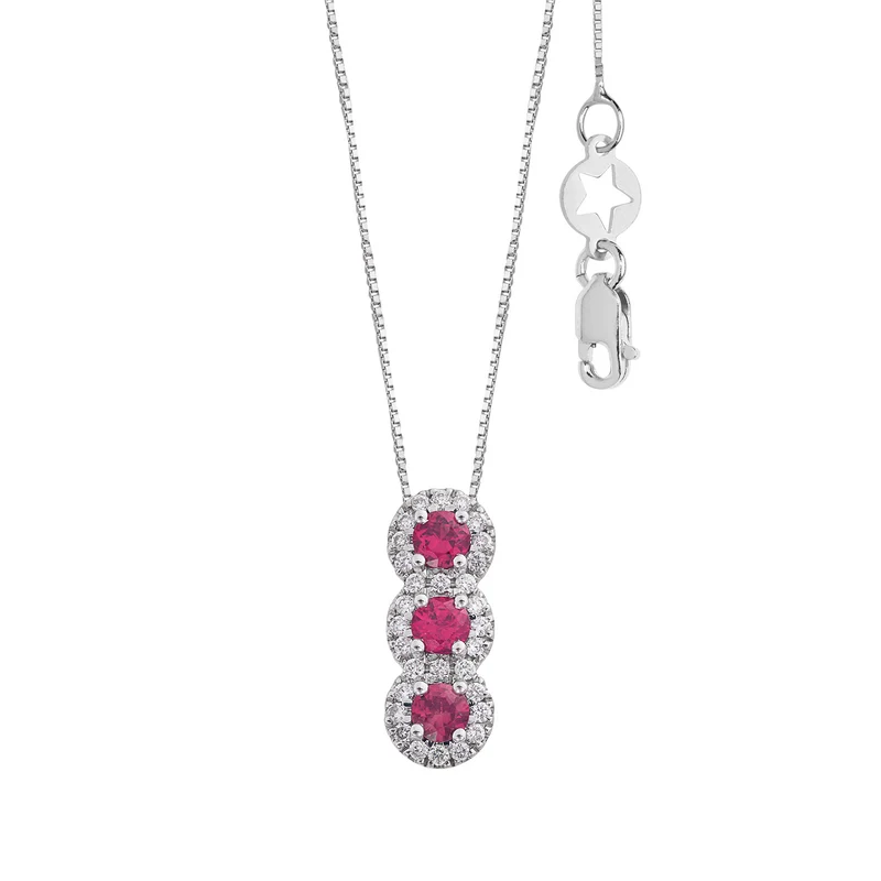 Comete Collana Trilogy con Rubini in Oro e Diamanti bianchi GLB1695