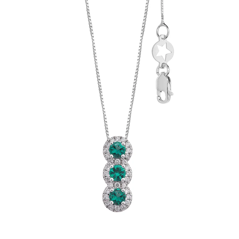 Comete Collana Trilogy con Smeraldo in Oro e Diamanti bianchi GLB1696