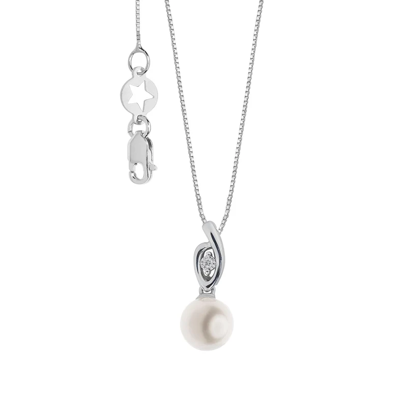 Comete Collana Perla in Oro 750‰ e Diamanti bianchi GLP633