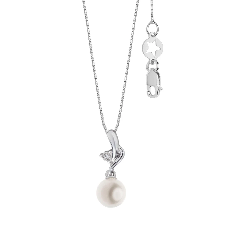 Comete Collana Perla in Oro 750‰ e Diamanti GLP634
