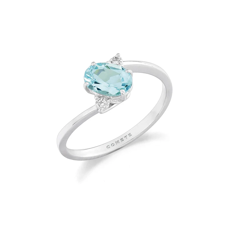 Comete Anello Oro e Diamanti bianchi con Acquamarina ovale ANQ355