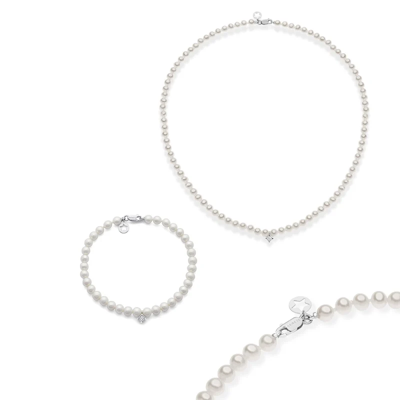 Comete Girocollo e Bracciale in Oro e Perle con Diamante bianco KIT320368