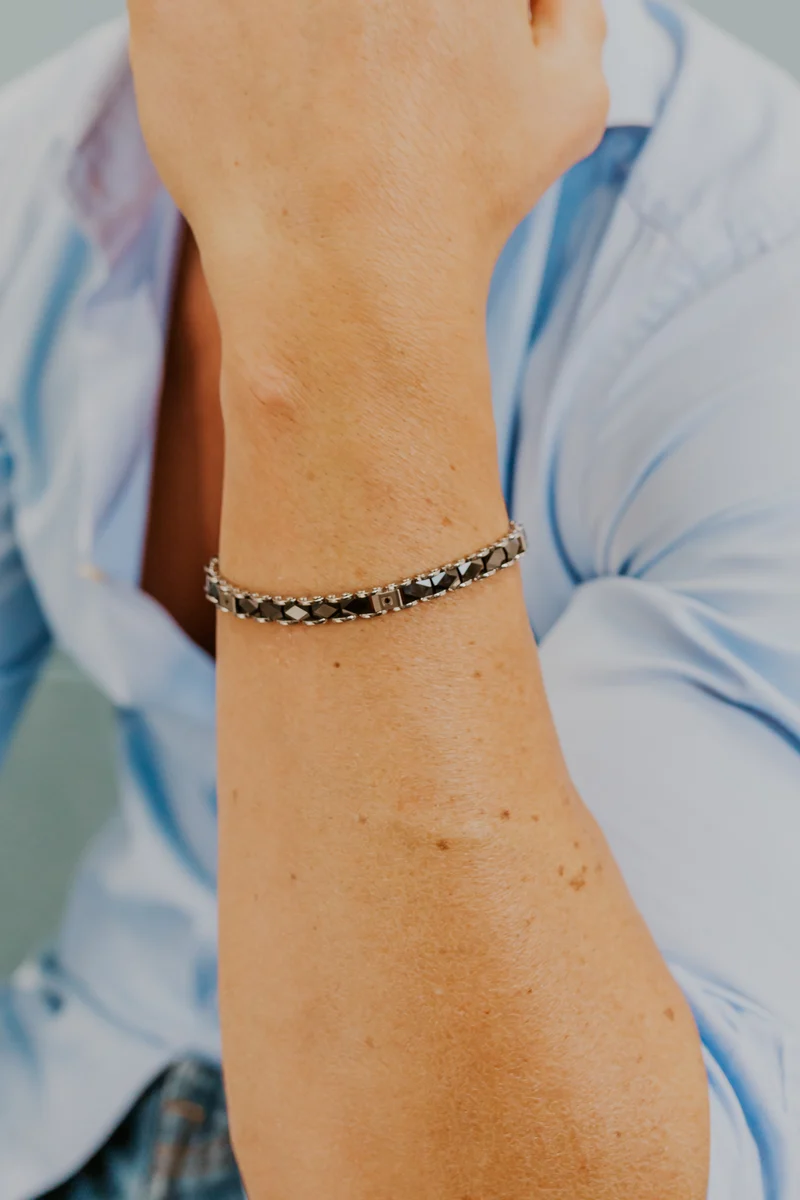 Comete Bracciale Acciaio con ceramica e zirconi neri UBR1250