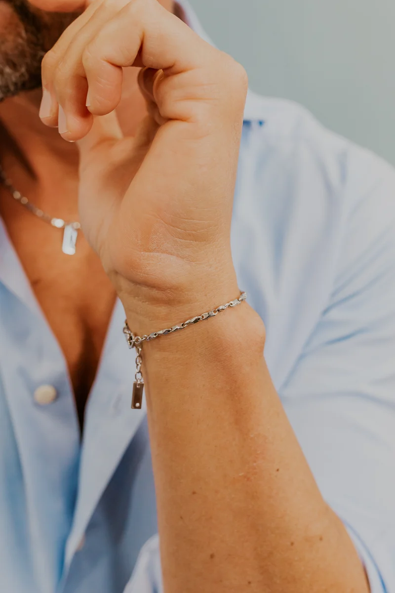 Comete Bracciale in Argento lucido e rosè, Diamante e Spinelli neri UBR1258