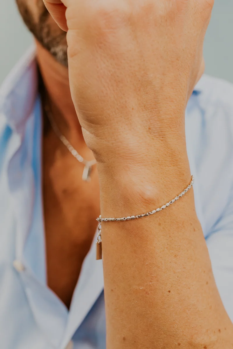 Comete Bracciale in Argento lucido e rosè, Diamante e Spinelli neri UBR1260