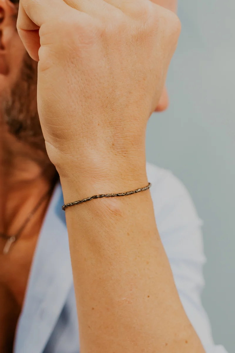Comete Bracciale in Argento brunito e lucido, Diamante, Spinelli neri UBR1261