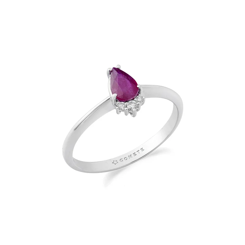 Comete Anello Oro 750‰, Diamanti e Rubino goccia ANB2741