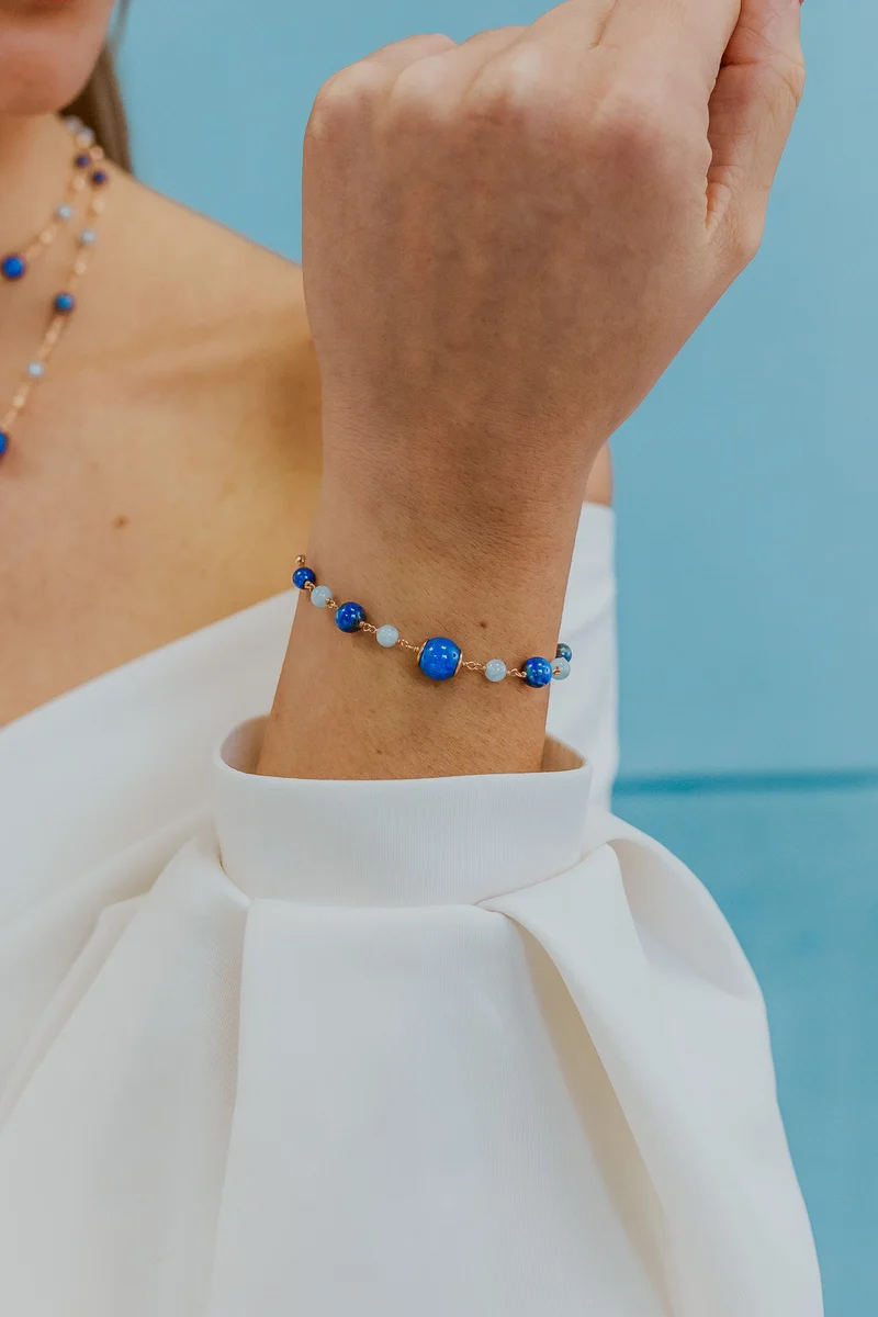 Comete Bracciale Argento 925‰ con Acquamarina, Lapis, Quarzo colorato BRA269