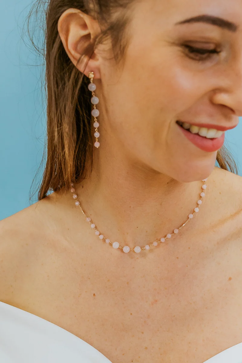 Comete Girocollo Argento 925‰ con Quarzo rosa e Giada colorata GLA279