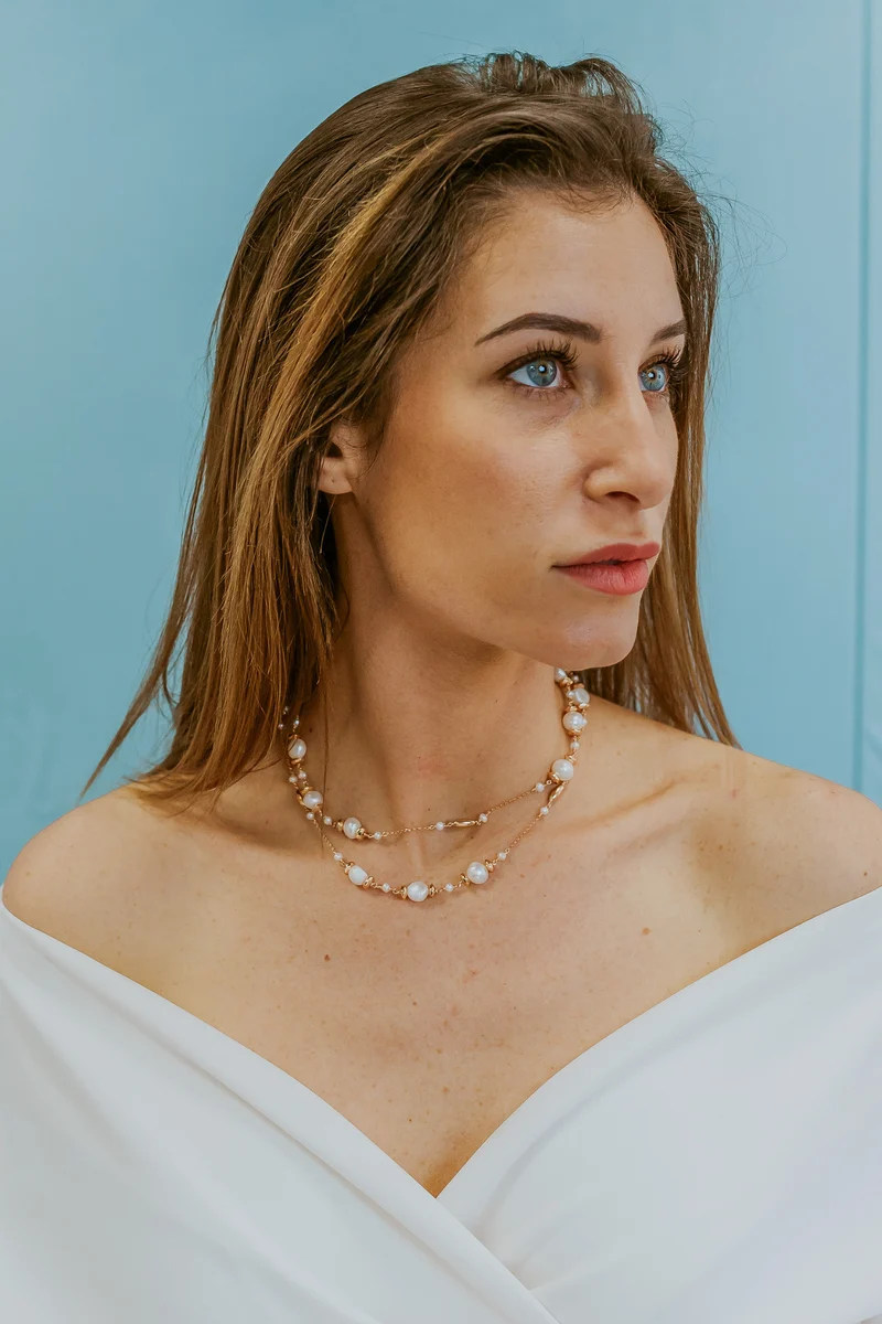 Comete Collana Argento 925‰ con Perle Acquadolce, Ematite rosè GLA285