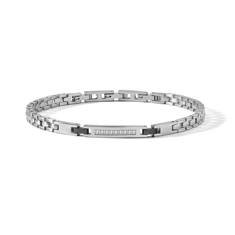 Comete Bracciale in Acciaio, pvd nero con Diamanti bianchi UBR1278