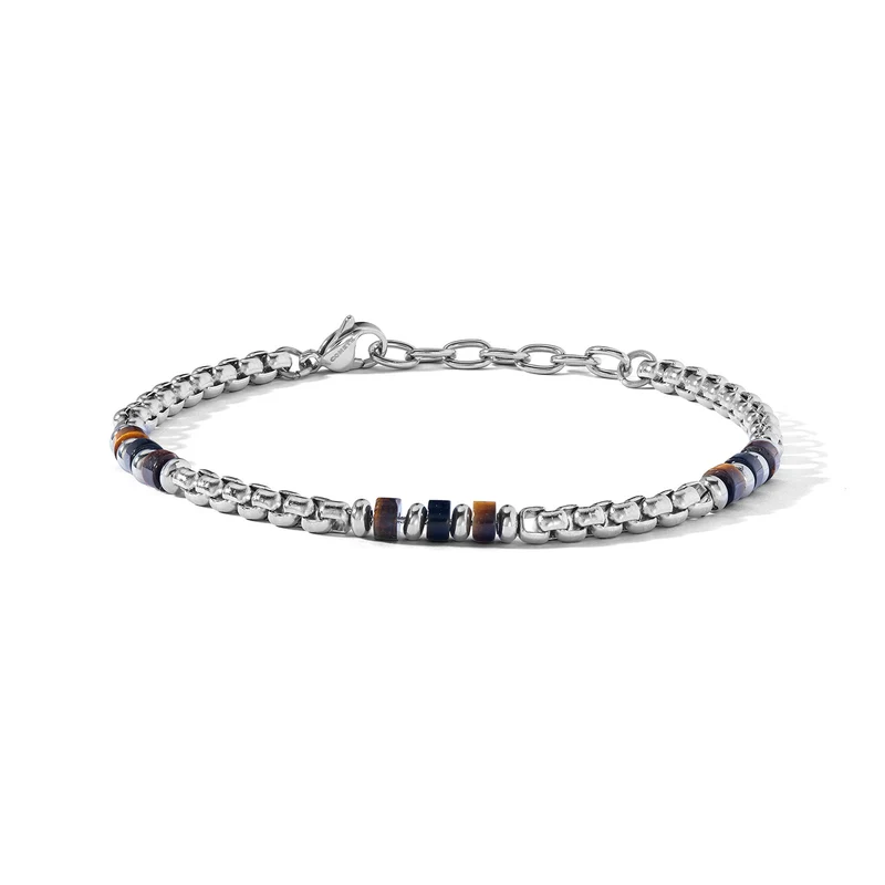 Comete Bracciale in Acciaio, Occhio di Tigre e Onice nera UBR1270