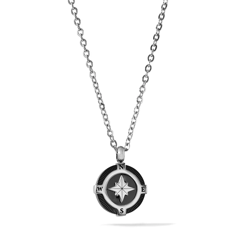 Comete Collana Rosa dei Venti in Acciaio e pvd nero UGL761