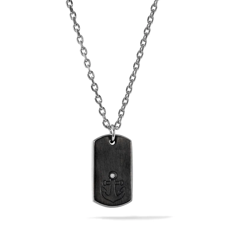 Comete Collana in Acciaio, pvd nero e zircone bianco UGL758
