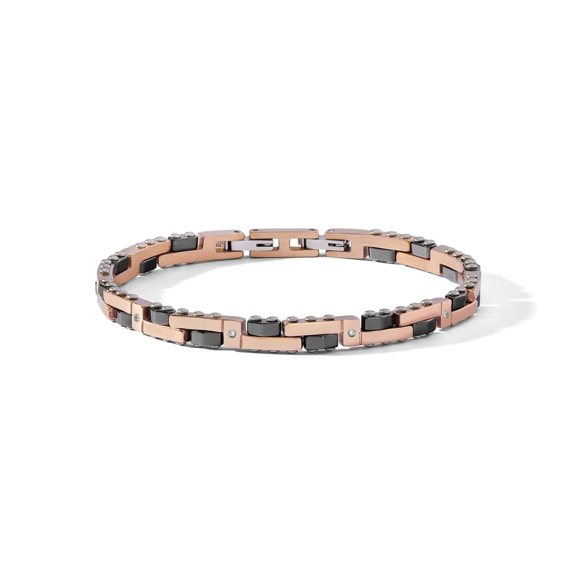 Comete Bracciale in Acciaio, pvd rosè, ceramica nera, diamanti UBR1283