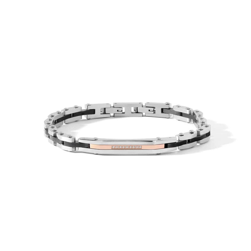 Comete Bracciale in Acciaio, pvd nero e rosè, Diamanti bianchi UBR1284