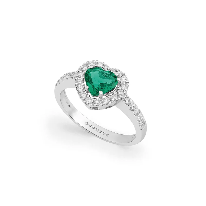 Comete Anello in Oro 750‰ con Smeraldo a cuore e diamanti ANB2764