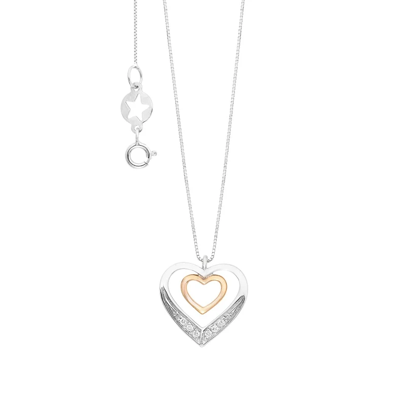 Comete Collana cuore in Oro bianco e rosè 750‰ e Diamanti bianchi GLB1704